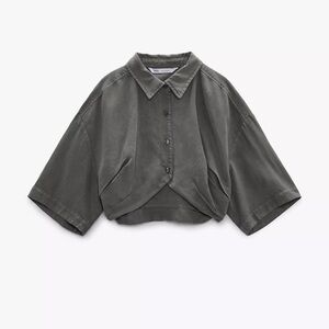 Zara Cropped Denim Shirt